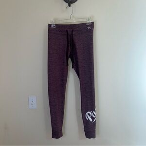 PINK Victoria’s Secret Heathered Burgundy Joggers Size Small Logo Sweatpants